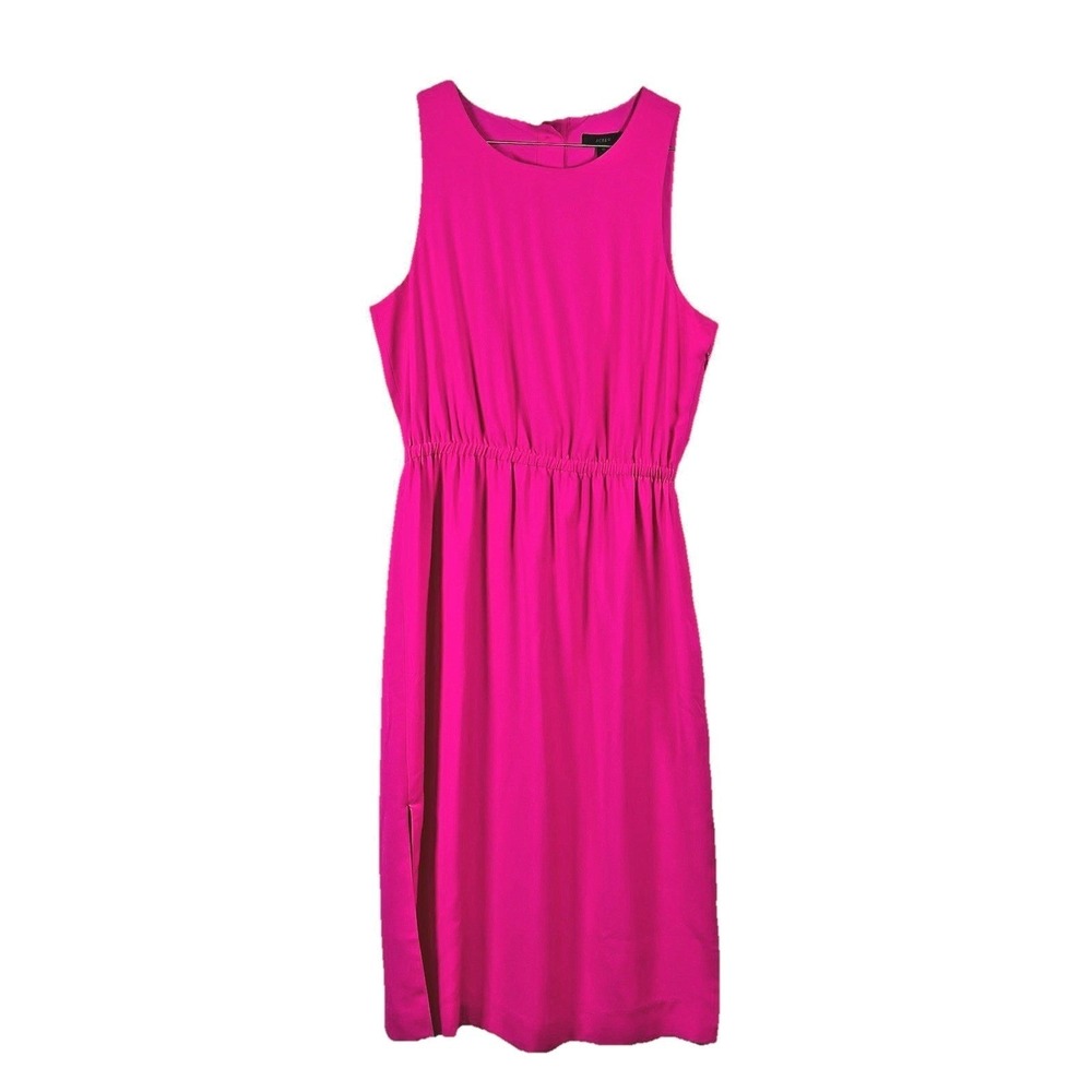 J. Crew‎ Women's Neon Pink Midi Kentucky Derby Dress Sleeveless Button Back  6